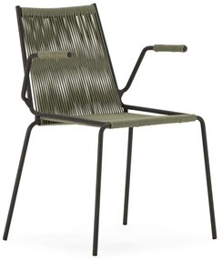 Зелени метални трапезни столове в комплект с подлакътници/за подреждане 2 бр. Emily – Marckeric