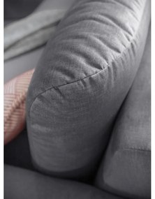 Светлосив ъглов диван от кадифе с подложка за крака, ляв ъгъл Cosy Claire - Miuform