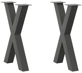 4012970 vidaXL Крака за трапезна маса, X-образни, 2 бр., антрацит, 50x(72-73) см, стомана
