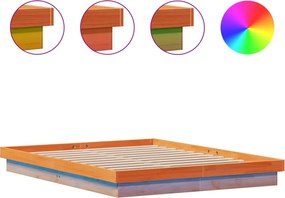 844416 vidaXL LED рамка за легло восъчнокафяв 160x200 см борово дърво масив