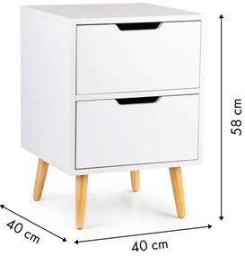 Нощно шкафче с 2 чекмеджета в бяло
