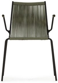 Зелени метални трапезни столове в комплект с подлакътници/за подреждане 2 бр. Emily – Marckeric