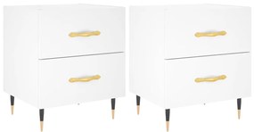 827261 vidaXL Нощни шкафчета, 2 бр, бели, 40x35x47,5 см, инженерно дърво