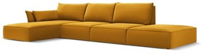Кадифен ъглов диван в цвят горчица (ляв ъгъл) Vanda – Mazzini Sofas