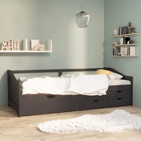 322173 vidaXL 3-местно дневно легло с чекмеджета, сиво, бор масив, 90х200 см