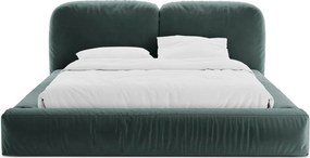 Двойно легло 200x200 cm тапицирано с място за съхранение с включена подматрачна рамка в петролен цвят Martina – Micadoni