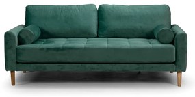Двуместен диван Midcentury в тъмнозелено кадифе, 180/93/66 см