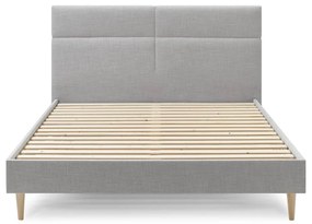 Светлосиво тапицирано двойно легло с решетка 160x200 cm Elyna - Bobochic Paris