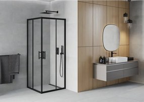 Mexen Rio квадратна душ кабина 80 x 80 см, прозрачна, черна - 860-080-080-70-00