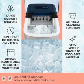 Klarstein On-The-Rocks машина за правене на лед | 12kg за 24h | 2.1l | неръждаема стомана, черен цвят