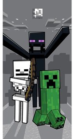 Сива памучна детска кърпа 70x140 cm Minecraft "Mob Attack" – Jerry Fabrics