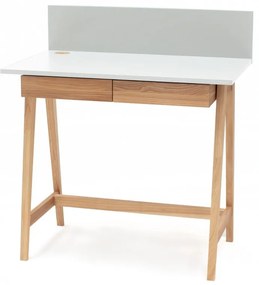 Бяло бюро с основа от ясенова дървесина, дължина 85 cm Luka - Ragaba