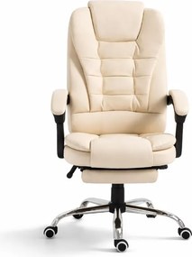 Офис стол BOSS с подложка за крака - кремава екокожа