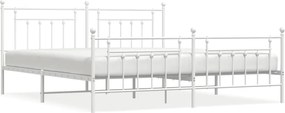 353611 vidaXL Метална рамка за легло с горна и долна табла, бяла, 200x200 см