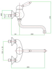 Стенна батерия за мивка в сребрист цвят (1 изход) Kirké White – Sapho