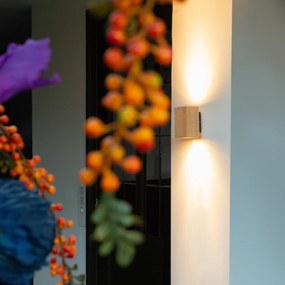 Рустикална стенна лампа дърво квадратна 2-светлина - Sandy