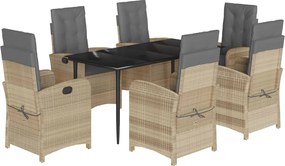 3212396 vidaXL Градински комплект с възглавници 7 части бежов микс полиратан
