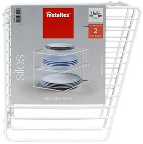 Бял стоманен допълнителен рафт 25x25 cm Silos – Metaltex