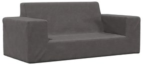 4104780 vidaXL 2-местен детски диван, антрацит, мек плюш