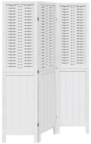 358717 vidaXL Разделител за стая, 3 панела, бял, дърво пауловния масив