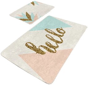 Кремави златни кадифени постелки за баня в комплект от 2 бр. 60x100 cm Hello – Mila Home