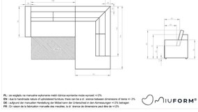 Бял разтегателен ъглов диван от рипсено кадифе (десен ъгъл) Brave Dave – Miuform