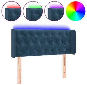 3123618 vidaXL LED горна табла за легло, тъмносиня, 103x16x78/88 см, кадифе