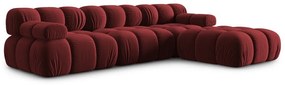 Червен ъглов диван от кадифе Bellis - Micadoni Home