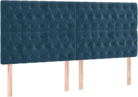 3116738 vidaXL Табла за легло, тъмносиня, 200x7x118/128 см, кадифе