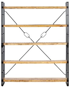 286580 vidaXL Библиотека с 5 рафта, 140x30x180 см, манго масив