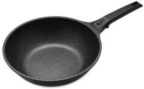 Уок тиган с капак и махаща се дръжка ZEPHYR ZP 4320 30NC, 30х10 см, Мраморно покритие, Индукция, Черен