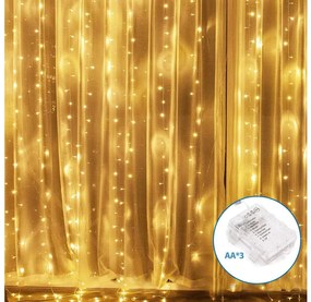 Aigostar - LED Екстериорни Коледни лампички 200xLED/8 функции 3xAA 5x2 м IP44 топло бял