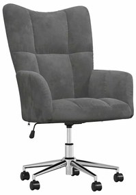 328162 vidaXL Релакс стол, тъмносив, кадифе