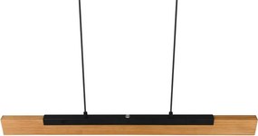 Матово черно LED висящо осветително тяло с дървен абажур Kerala – Trio