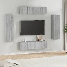 3120246 vidaXL Комплект ТВ шкафове от 6 части, сив сонома, инженерно дърво