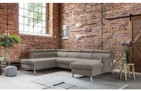 Светлокафяв кадифен U-образен ъглов диван (ляв ъгъл) Sweet Harmony - Miuform