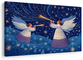Картина на платно – Коледни ангели в зимната нощ