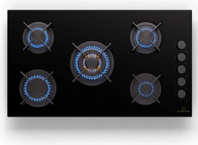 Klarstein Goldflame 5, газов плот, самостоятелен, 5 горелки, странично управление, газ/пропан, керамика, черен