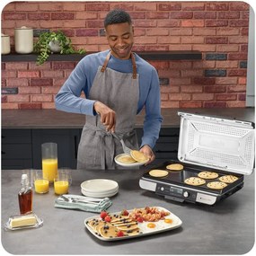 Електрически грил Ninja Sizzle Pro XL GX101EU, 1800W, 120°-260°C, 2 керамични плочи, 10 бургера, ProTemp IQ, Сваляем капак, Черен/инокс