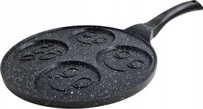 Тиган за палачинки с личица ZILNER ZL 2421, 26 см, 4 различни форми, Мраморно покритие, Черен
