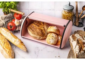 Кутия за хляб Kinghoff KH 1868, 44 см, Плавно отваряне и затваряне, Стомана, Розов