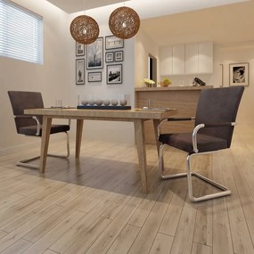 240993 vidaXL Конзолни трапезни столове, 2 бр, кафяви, дишаща изкуствена кожа