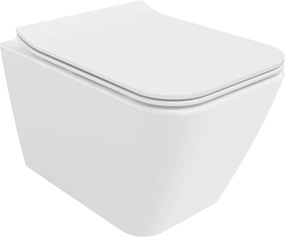 Mexen Cube тоалетна чиния Rimless с бавно падаща дъска slim, дуропласт, бяла