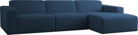 Тъмносин ъглов диван от букле (десен ъгъл) Roxy – Scandic