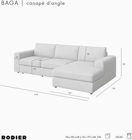 Бежов ъглов диван (десен ъгъл) Baga – Rodier