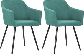 247070 vidaXL Трапезни столове, 2 бр, зелени, текстил