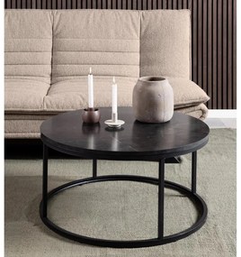 Черна кръгла масичка за кафе с плот от имитация на мрамор ø 80 cm Spiro – Actona