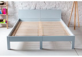 Бяло двойно легло от букова дървесина с решетка 160x200 cm Dabi - Ragaba