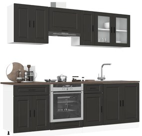 3314842 vidaXL Комплект кухненски шкафове от 8 части "Porto", черно инженерно дърво