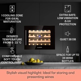 Klarstein Vinsider 24 Onyx Edition, охладител за вино за вграждане, клас на енергийна  ефектвност G